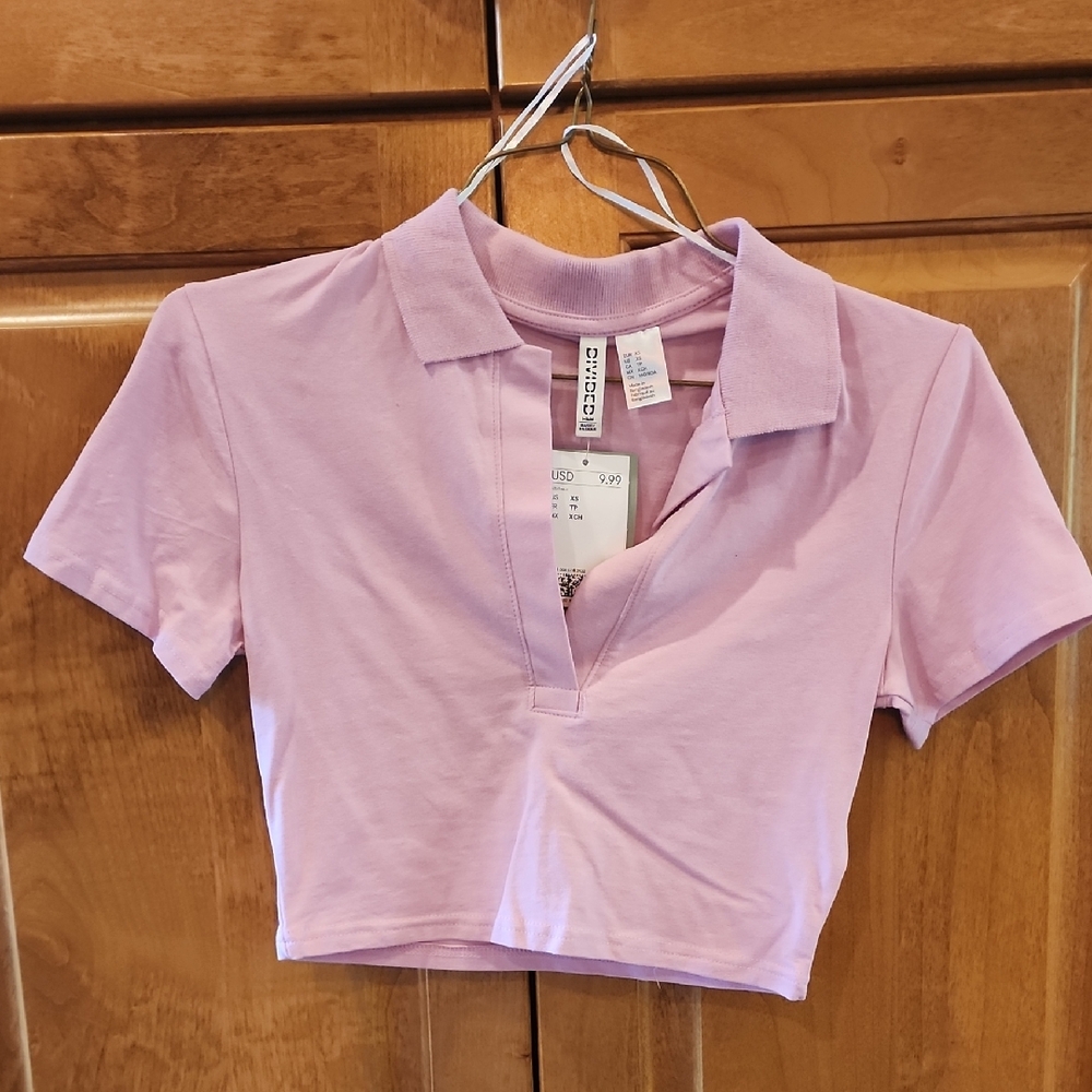 Light Pink Cropped Polo Shirt